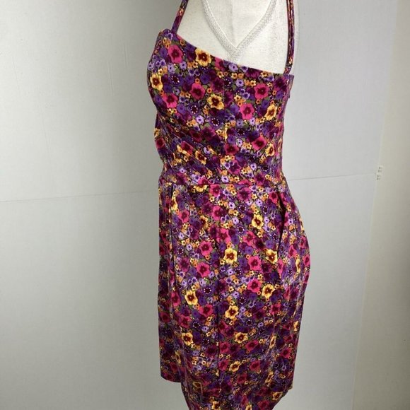 Princess Highway Size 8 Pencil Dress Bright Purple pink Floral - Picture 4 of 10